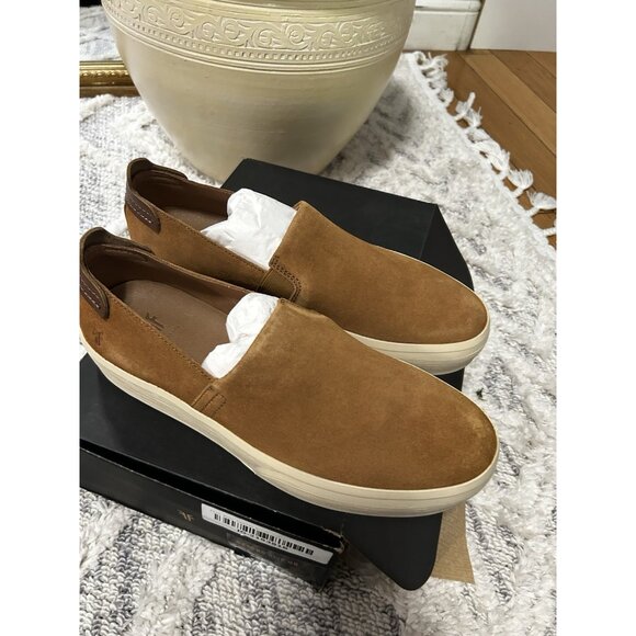 NWB Frye Men's Beacon Suede Leather Slip On Sneakers in Brown Sz 10 US - Picture 2 of 8